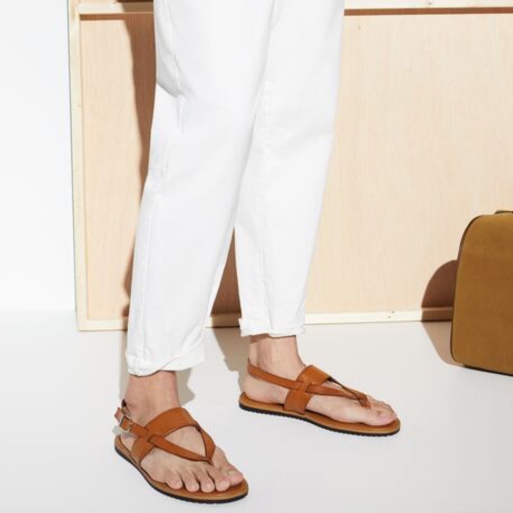 Zara Chestnut Cross Strap Sandals - Picture 3 of 12